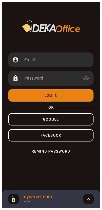 Core Mobile Hub login screen
