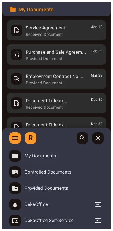 Core Mobile Hub main control options