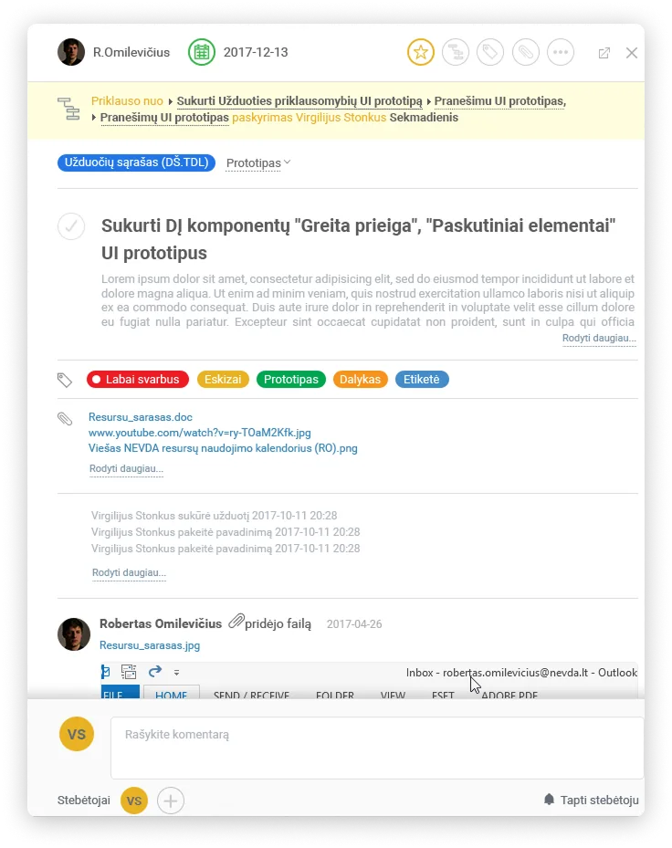 Deka Pro sub-task communication stream tied to the active work item