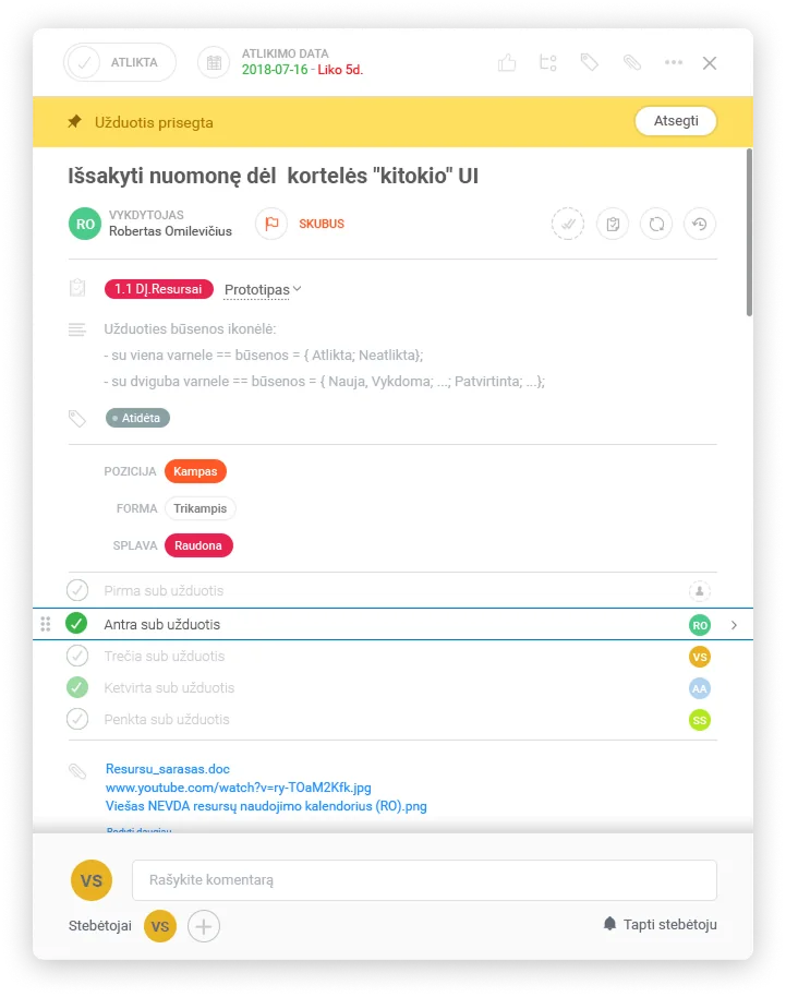 Deka Pro task communication panel where activity and chat remain attached to the task