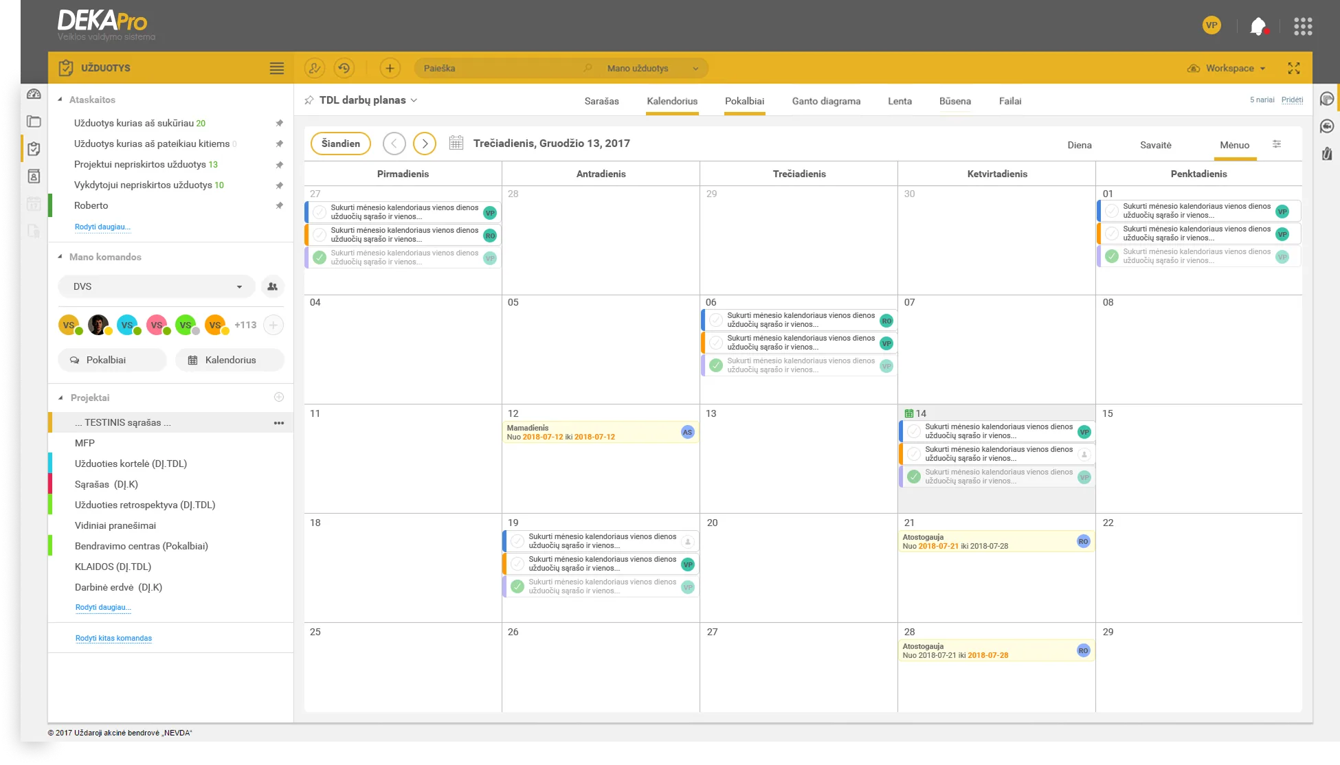 Deka Pro — calendar view