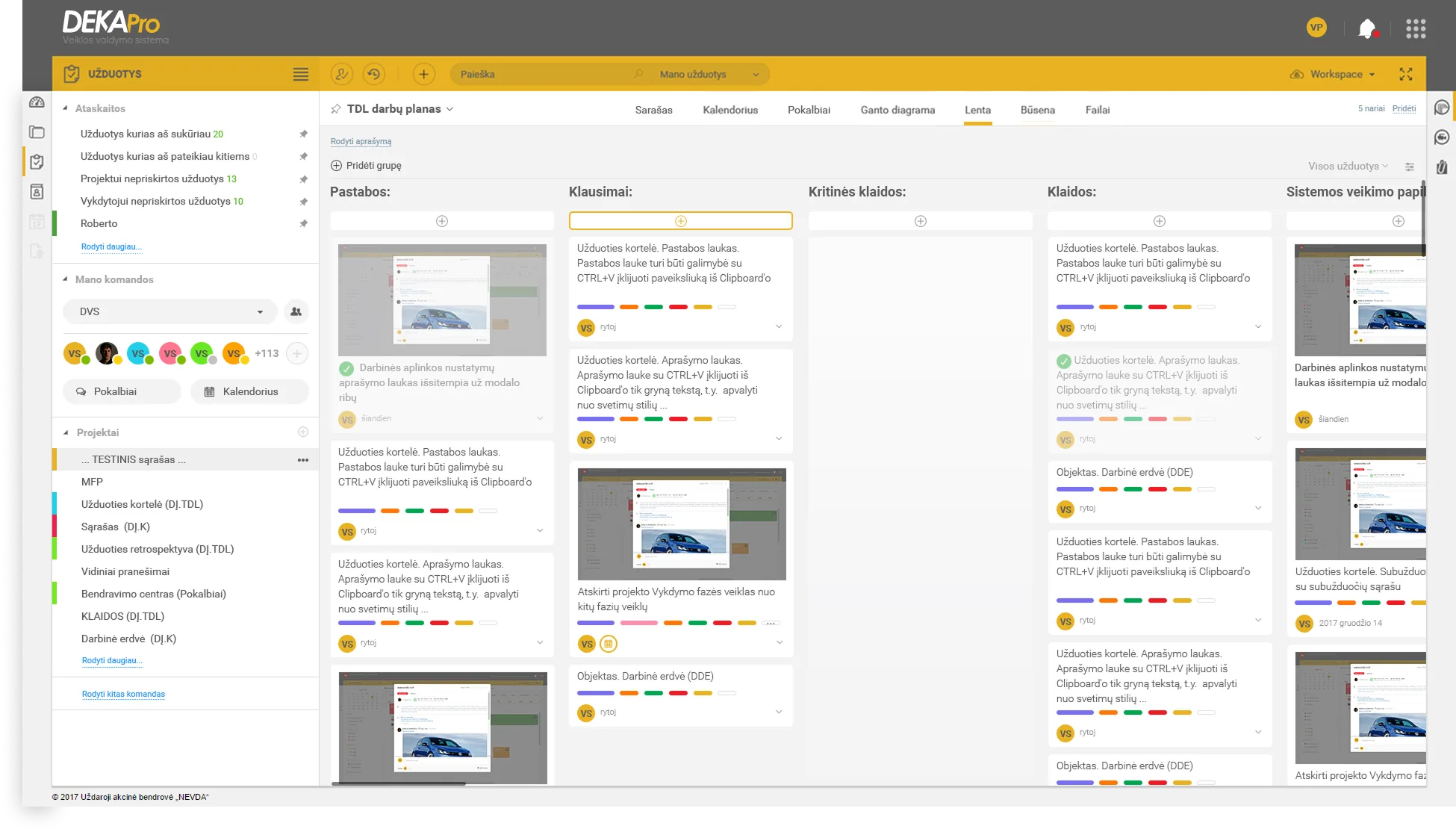 Deka Pro — Kanban board view