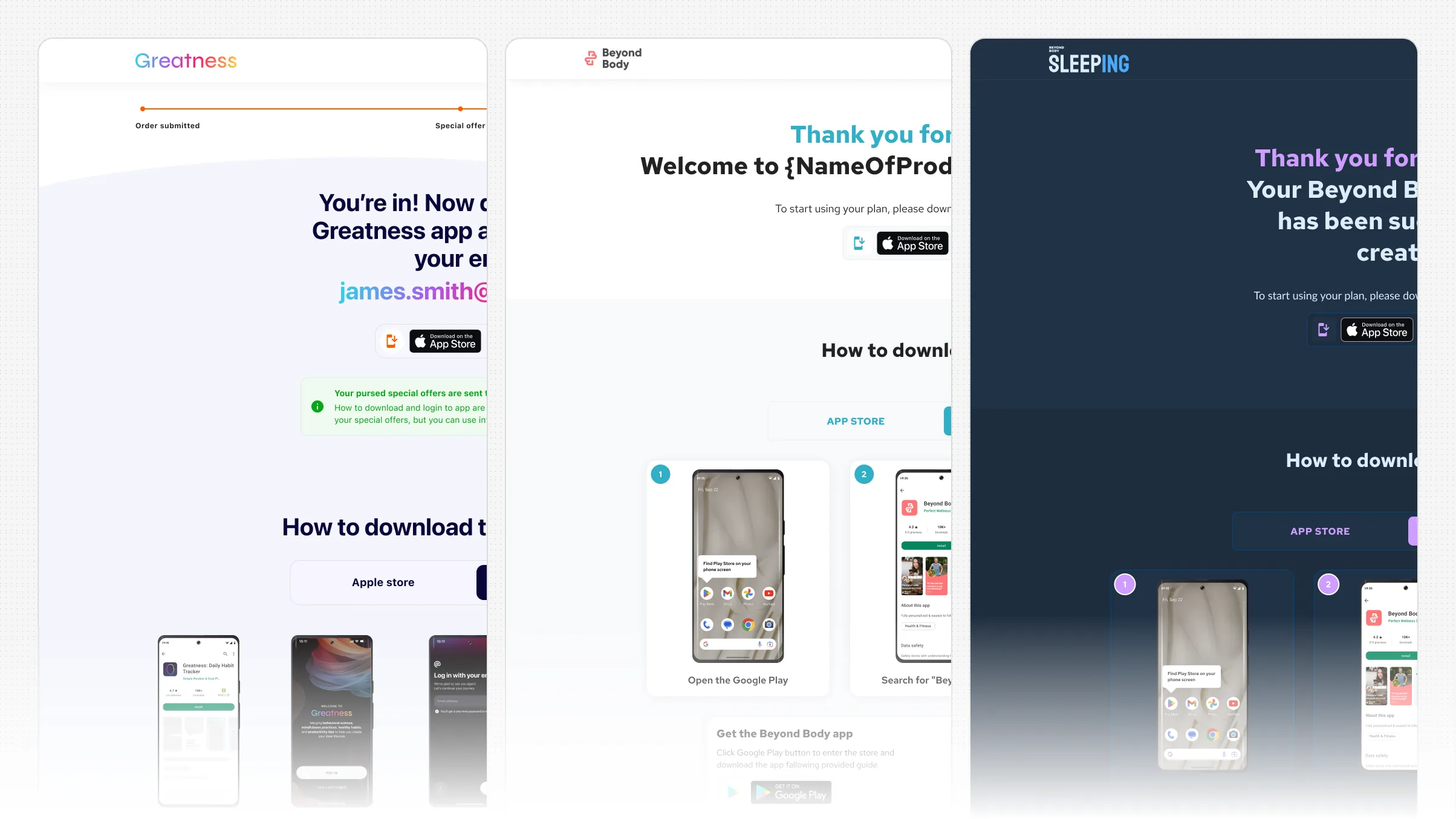 Multi-brand comparison — apps running from the same design system